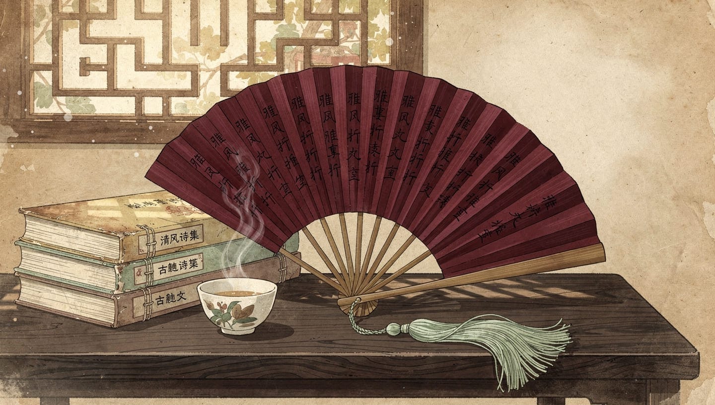 Abanicos del maestro Wáng — peral lacado del Yangtze