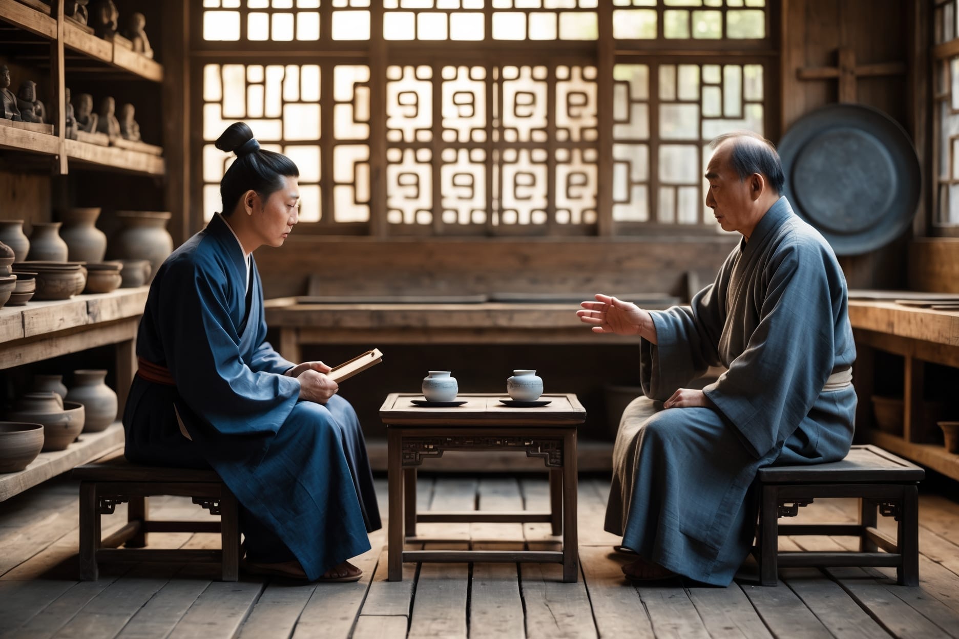 Sima Shen, El Archivero, entrevista a Bi Sheng en su taller — minutos antes de imprimir su primera página de prueba.